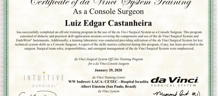 Certificação em Cirurgia Robótica 